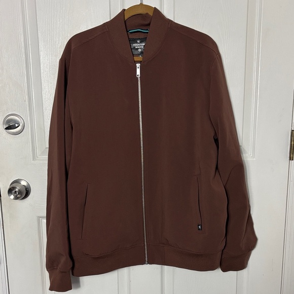HOUSTON WHITE x Target Unisex Brown Zip-Up Bomber Jacket Size Large Lined - Picture 2 of 14